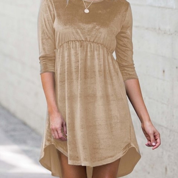 Velour mini dress Champagne color size 2x NWT - Picture 3 of 9